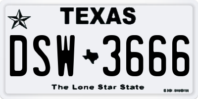TX license plate DSW3666