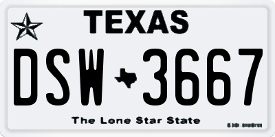 TX license plate DSW3667