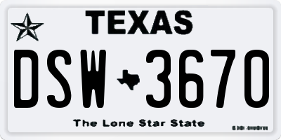 TX license plate DSW3670