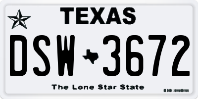 TX license plate DSW3672