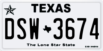 TX license plate DSW3674