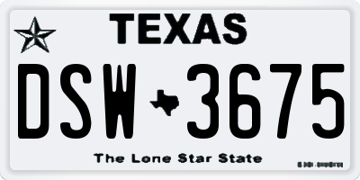 TX license plate DSW3675