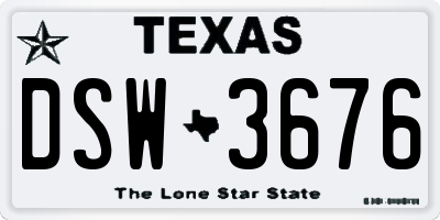 TX license plate DSW3676