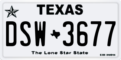 TX license plate DSW3677