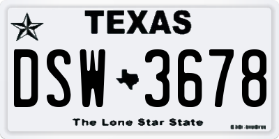 TX license plate DSW3678