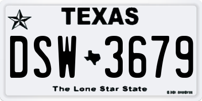 TX license plate DSW3679