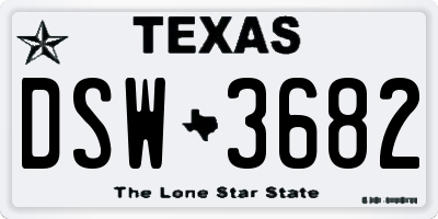 TX license plate DSW3682