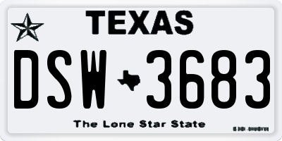 TX license plate DSW3683