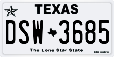 TX license plate DSW3685