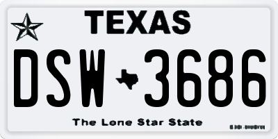 TX license plate DSW3686