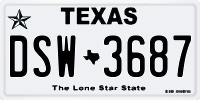 TX license plate DSW3687