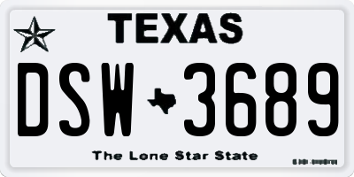 TX license plate DSW3689