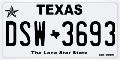 TX license plate DSW3693