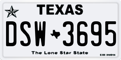 TX license plate DSW3695