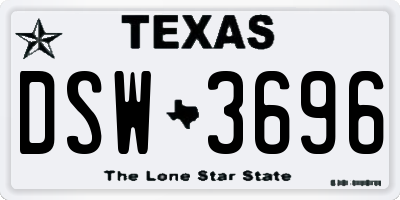 TX license plate DSW3696