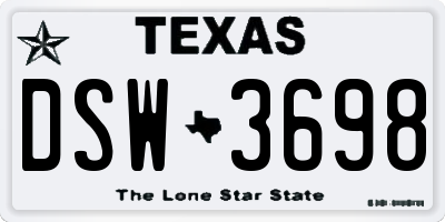 TX license plate DSW3698