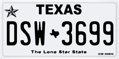 TX license plate DSW3699