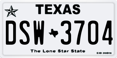TX license plate DSW3704