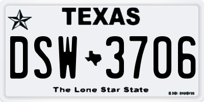 TX license plate DSW3706