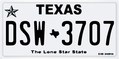 TX license plate DSW3707