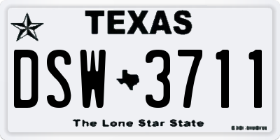 TX license plate DSW3711