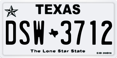 TX license plate DSW3712