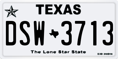 TX license plate DSW3713