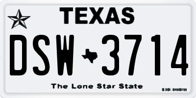 TX license plate DSW3714