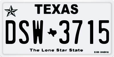 TX license plate DSW3715