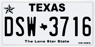 TX license plate DSW3716
