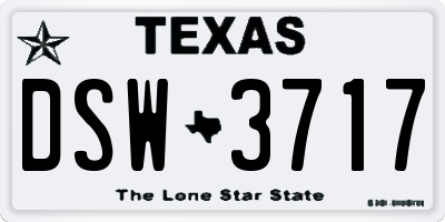 TX license plate DSW3717