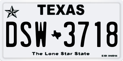 TX license plate DSW3718
