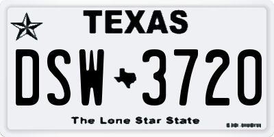 TX license plate DSW3720