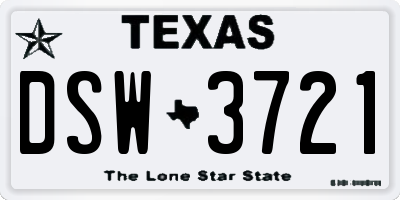 TX license plate DSW3721