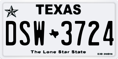 TX license plate DSW3724