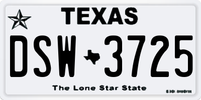 TX license plate DSW3725
