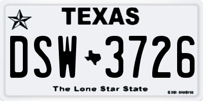 TX license plate DSW3726