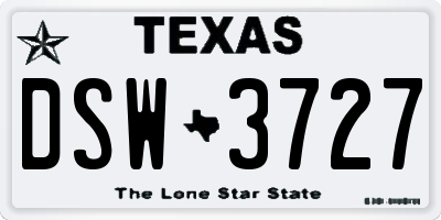 TX license plate DSW3727