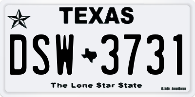 TX license plate DSW3731