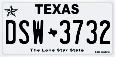 TX license plate DSW3732