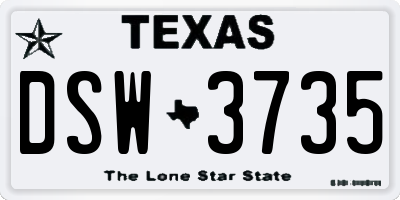 TX license plate DSW3735
