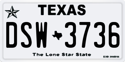 TX license plate DSW3736