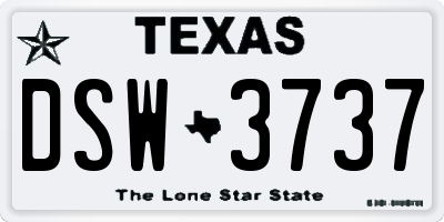 TX license plate DSW3737
