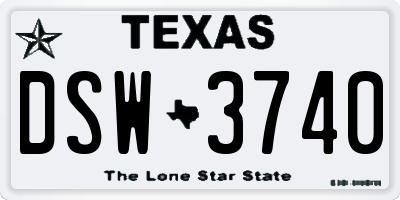 TX license plate DSW3740