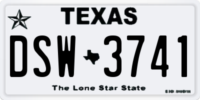 TX license plate DSW3741