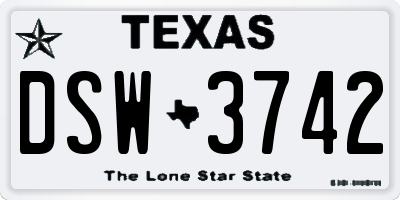 TX license plate DSW3742