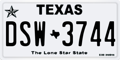 TX license plate DSW3744