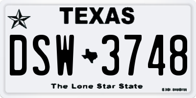 TX license plate DSW3748