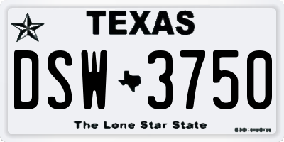 TX license plate DSW3750