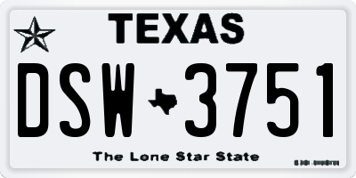 TX license plate DSW3751